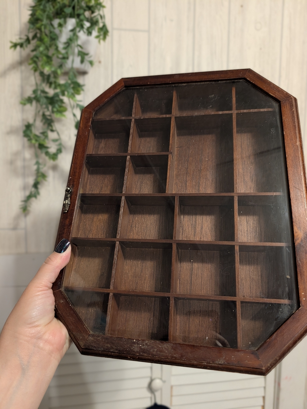 Vintage Hanging Trinket Shelf With Glass Door